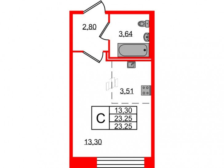 Студия 23.25 м²