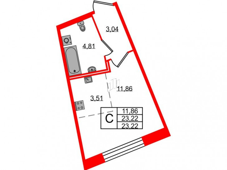 Студия 23.22 м²