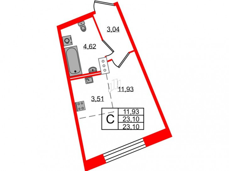 Студия 23.1 м²